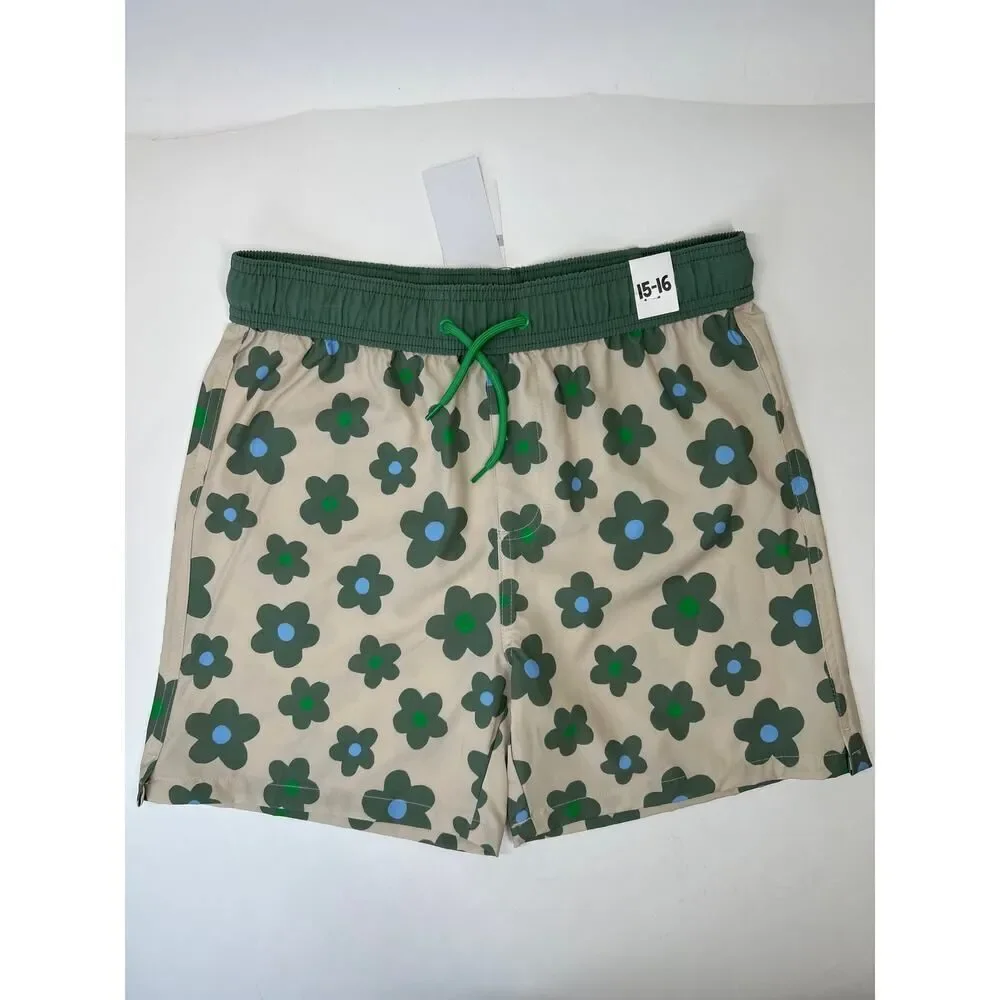 Surf Child Benny Boardshort Rainy Day Swag Green Floral Size 15-16